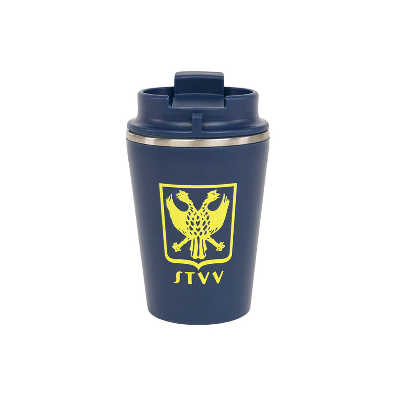 Koffiebeker STVV donkerblauw en geel logo