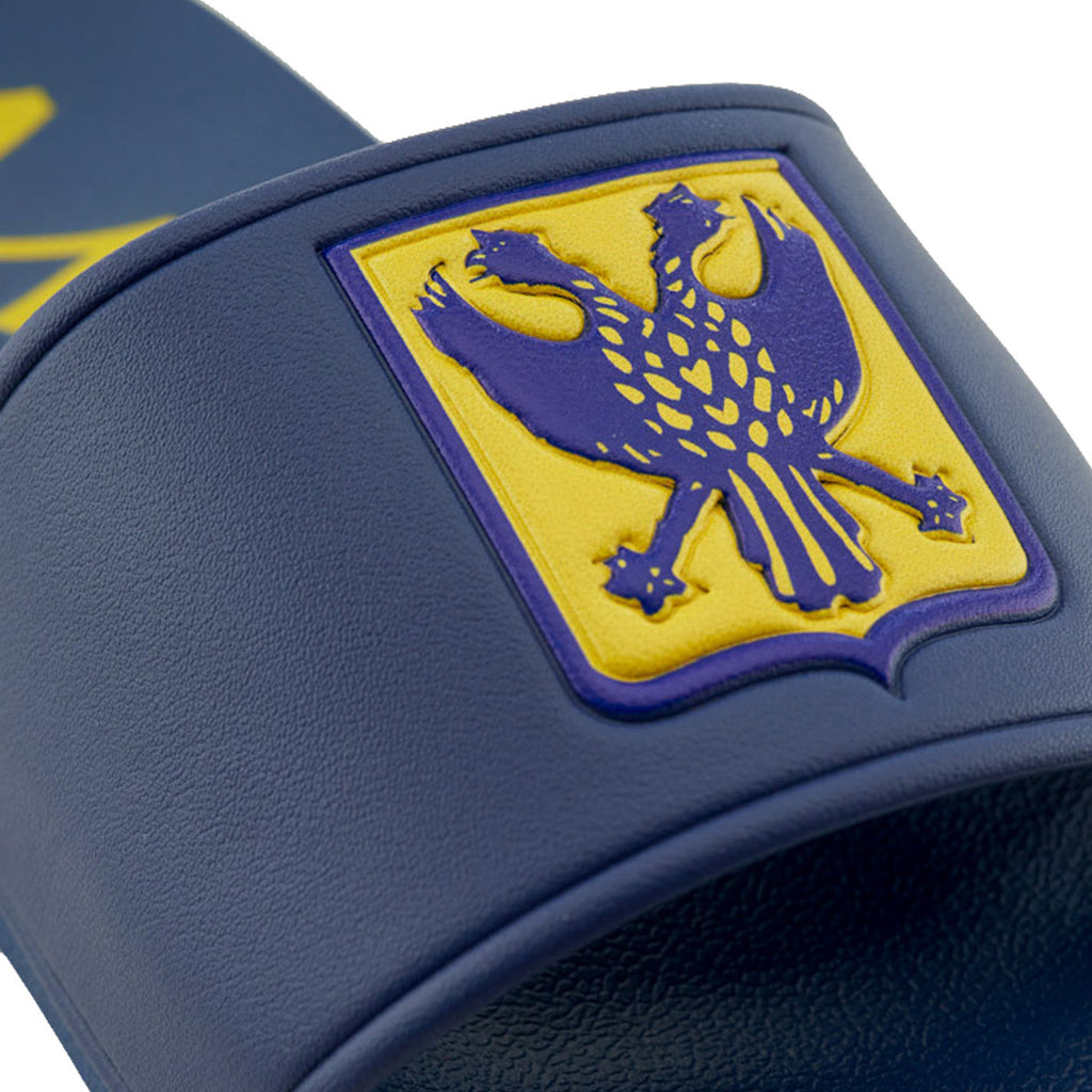 Donkerblauwe slippers met logo en STVV